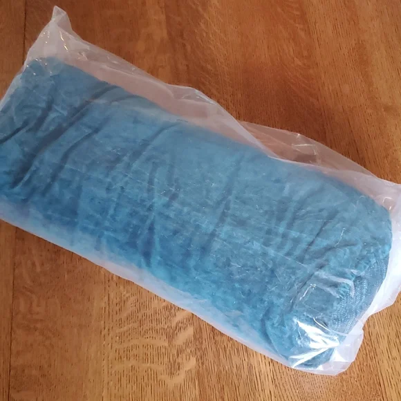 Anthropologie Velvet Trova Bolster Pillow - deep turquoise blue - Picture 12 of 12